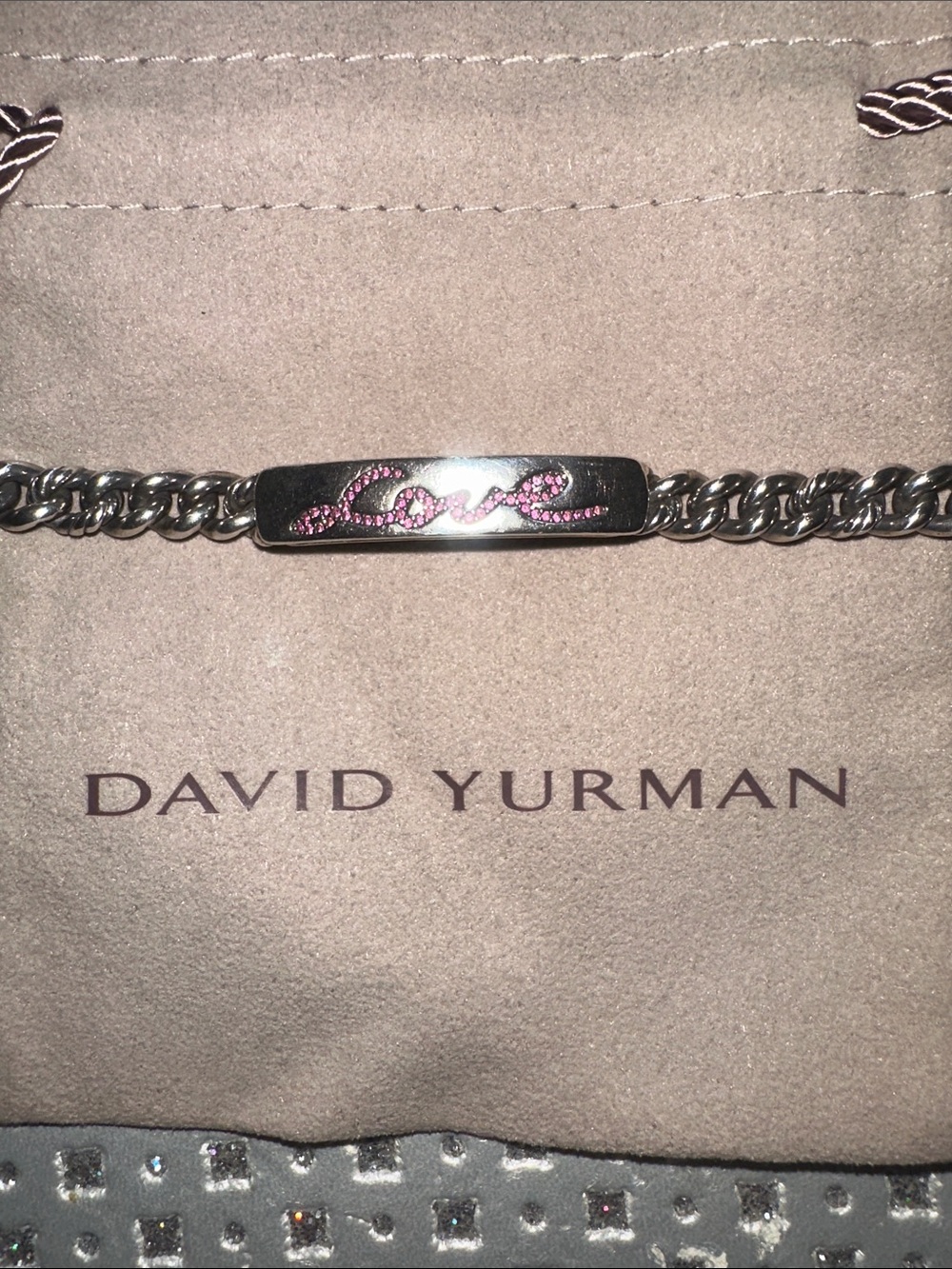 David Yurman Sapphire 'Love' Curb Link ID Bracelet